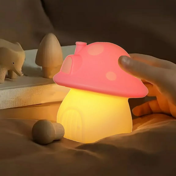 ​Whimsical Fairy Tale LED Night Light - Pink PVC House-Shaped Lamp for Girls' Rooms - Cute Bedside Decor & Gift Pink