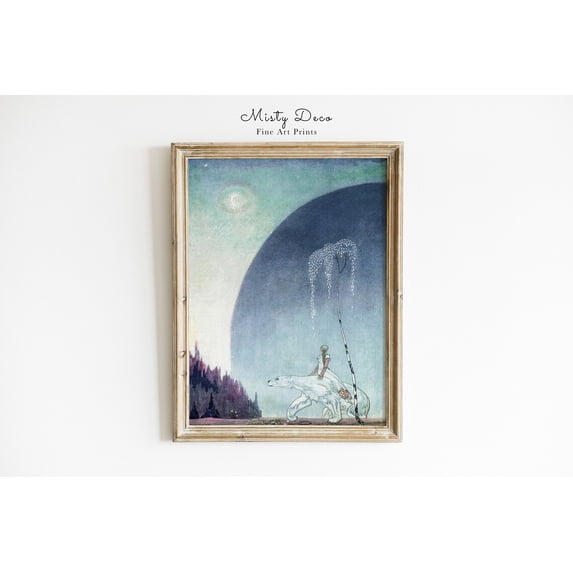 Whimsical Fairy Tale Vintage Illustration Kay Nielsen Princess on Ice Bear, Unframed Paper Poster 24x36in