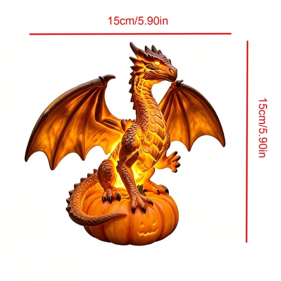 Whimsical Fall Halloween Dragon Legacy LED Light Pumpkin Dragon LED Lamp Resin Ornament for Home & Bar Decor