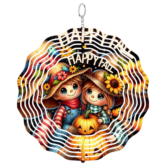 Whimsical Fall Scarecrow Crow 3D Wind Spinner Stainless Steel Kinetic Art Autumn Decor Gift