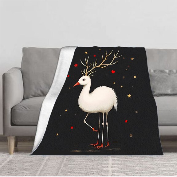 Whimsical Flannel Blanket - Soft & Cozy with Magical Golden Stars & Red Hearts Pattern - Perfect for Sofa Travel Bed & Chair