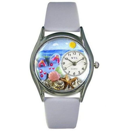 Whimsical Flip-flops bay Blue Leather And Silvertone Watch
