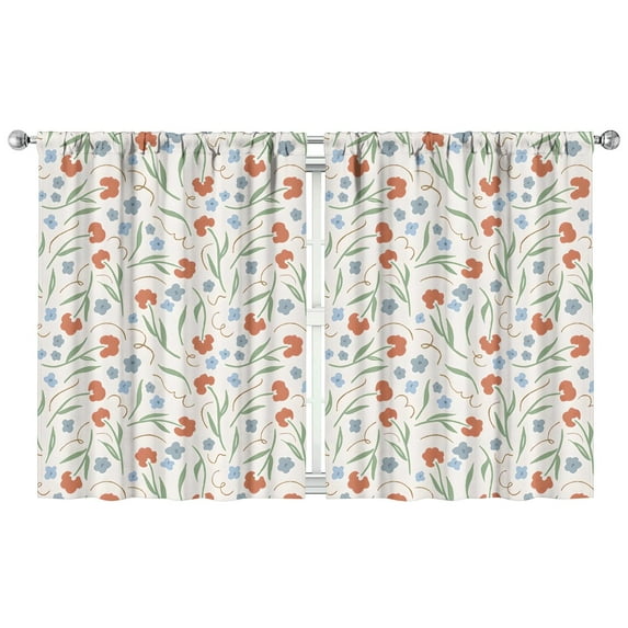Whimsical Floral Curtains 2 Panels 42x54 Inch, Rod Pocket Blackout Drapes for Bedroom and Cottage Spaces