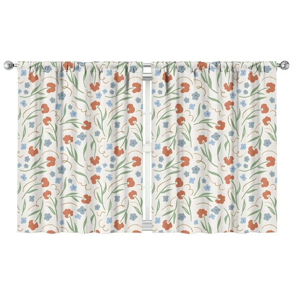 Whimsical Floral Curtains 2 Panels 42x54 Inch, Rod Pocket Blackout Drapes for Bedroom and Cottage Spaces