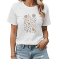 thumbnail image 1 of Whimsical Floral Garden Graphic Tees Womans T-shirt Black/White S-5XL Shirts Daily Casual Tops, 1 of 4