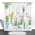 thumbnail image 1 of Whimsical Floral Shower Curtain with Potted Plants Lavender Ferns & Roses - Cheerful Bathroom Decor, 1 of 5