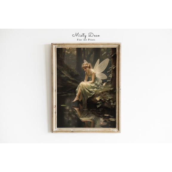 Whimsical Forest Fairy Illustration Tinker Bell Fairy Nursery Wall Art, Unframed Paper Poster 8x10in