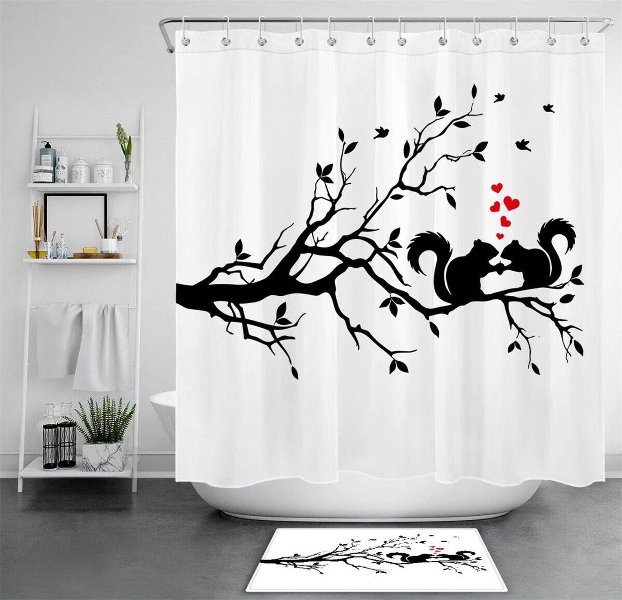 Whimsical Forest Friends WaterResistant Shower Curtain Featuring