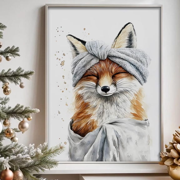 Whimsical Fox Art Handmade Frame, Woodland Nursery Decor Home Decor, 24x36 UNFRAMED