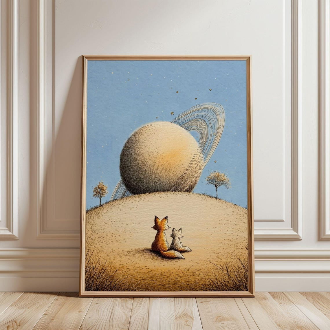 Whimsical Fox Celestial Wall Art Print, Woodland Storybook Decor ...