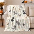 thumbnail image 1 of Whimsical French Bulldog Botanical Pattern, Playful Botanical Garden Scene, Warm Flannel Blanket for Living Room and Bedroom, Dog Lovers Christmas Gift, Festive Home Decor, 1 of 9