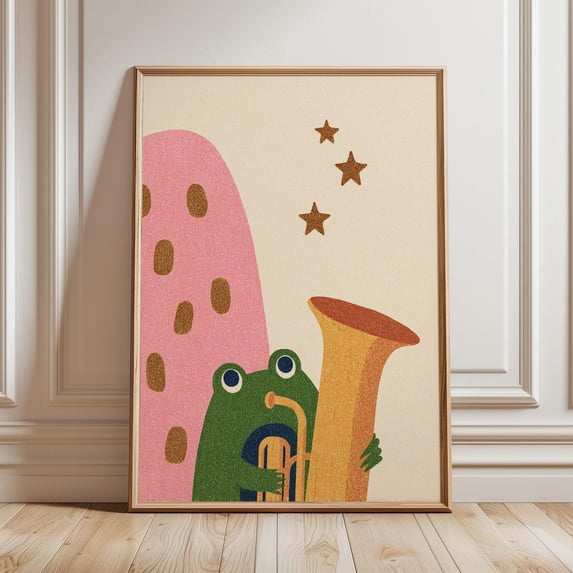 Whimsical Frog Animal Room With Playful Trombone And Stars Design ...