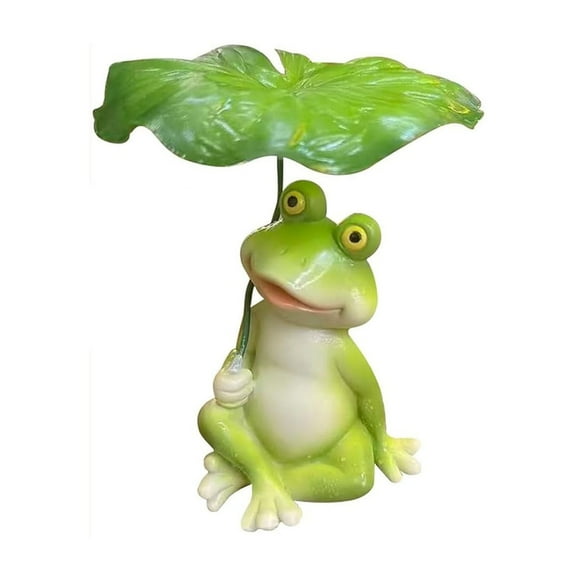 Whimsical Frog Garden Decoration with Leaf - Vibrant Resin Outdoor Ornament for Home and Garden Decor