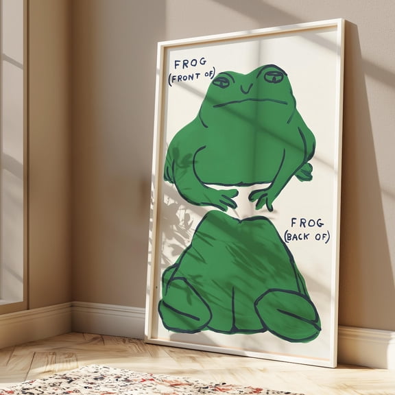 Whimsical Frog Illustration Cottagecore Wall Art, 12x18 UNFRAMED