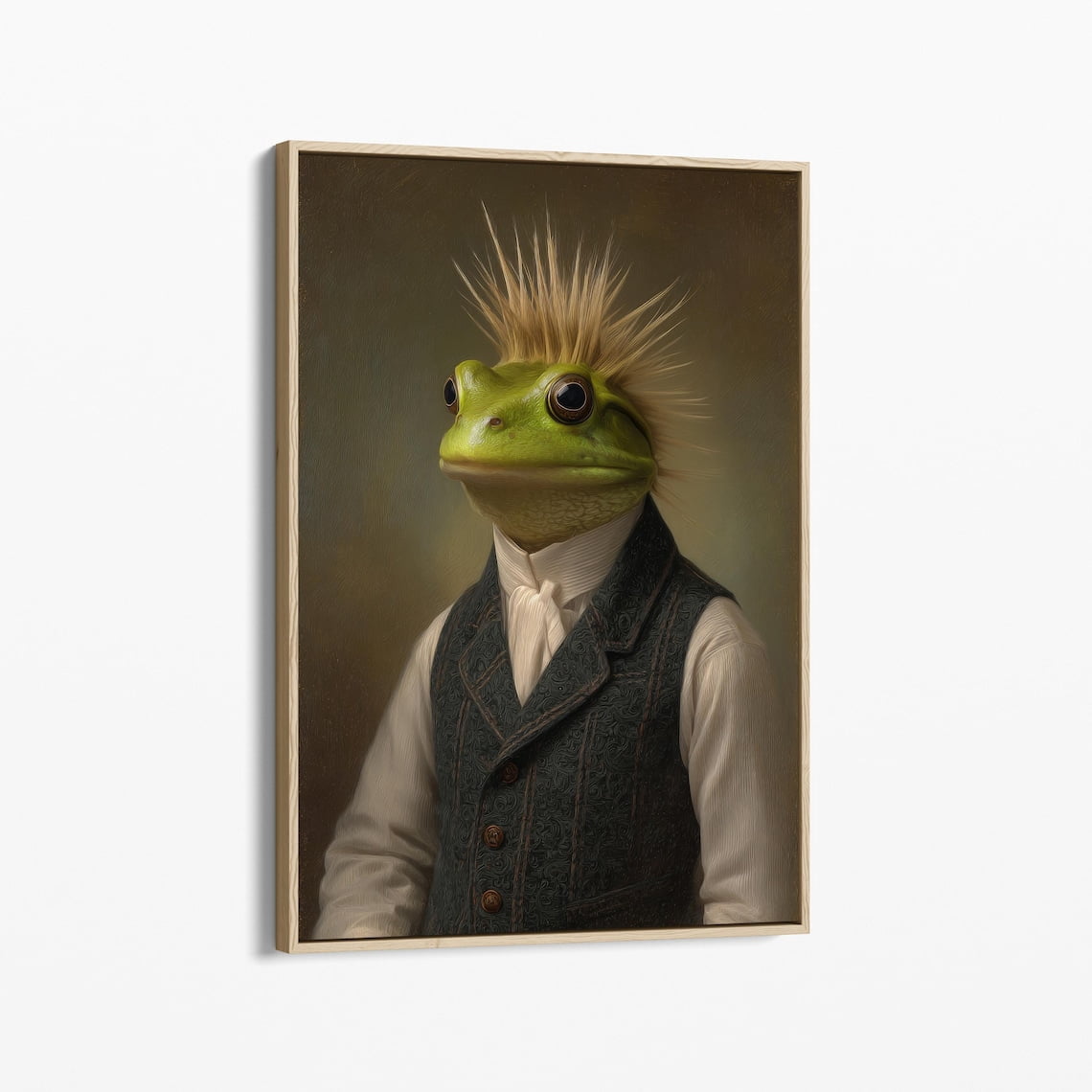 Frog Protrait Whimsical Frog Portrait Wall Art, Vintage Style Room Decor - Walmart.com
