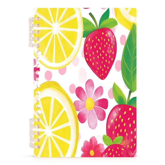 Whimsical Fruit Fiesta A5 8.3x5.7in PP Notebook, Adjustable Rings, 60 Sheets, Diary or Journey Note