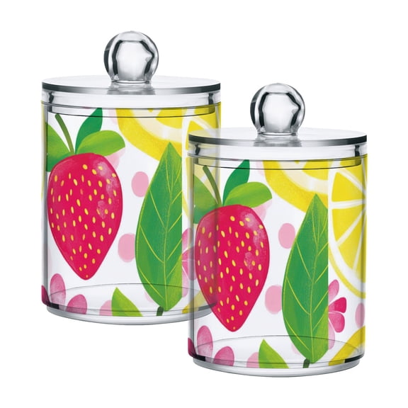 Whimsical Fruit Fiesta Cotton Swabs Cans Translucent Plastic Canisters Dustproof Lid for Bathroom Storage