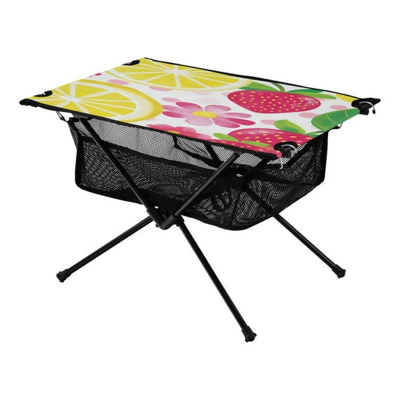 Whimsical Fruit Fiesta Galaxy Pine Tree Xmas Painting Christmas Kids Camping Tables Folding Table for Children 23.6x15.7in 600D Oxford Fabric 110lb Capacity