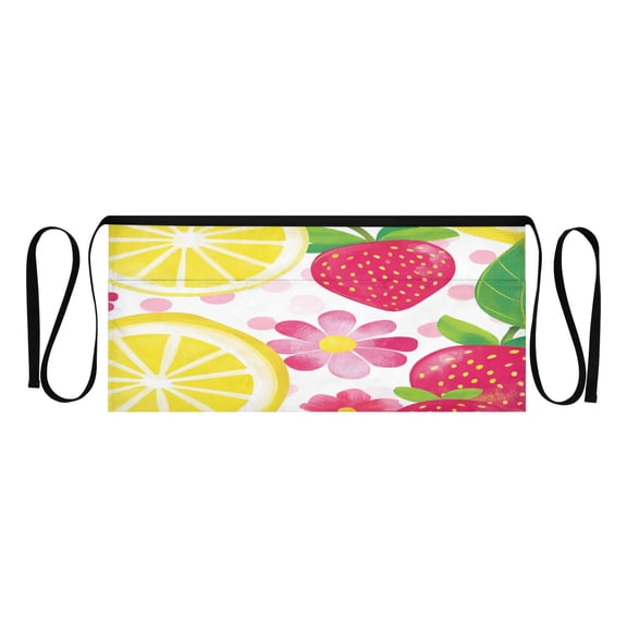 Whimsical Fruit Fiesta Multi Pocket Short Apron Waterproof, Adjustable 96.5in Belt for various occasions