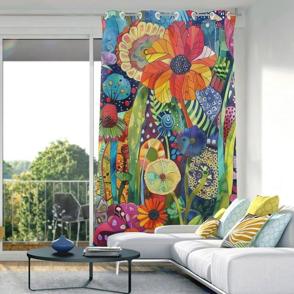 Whimsical Garden Blackout Curtain Panels Drapes Privacy Assured with Light Filtering Curtains for Living room Bedroom Bathroom Window