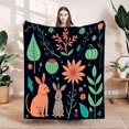 thumbnail image 1 of Whimsical Garden Flannel Blanket - Soft Cozy Durable Design with Vibrant Rabbit & Dog Pattern for Sofa Travel Bed & Chair, 1 of 7