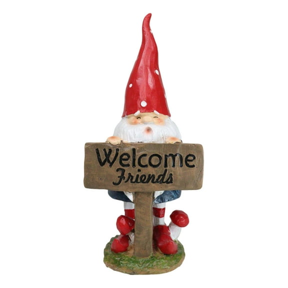 Whimsical Garden Mr Gnome By Toadstool Mushrooms Welcome Friends Sign Figurine