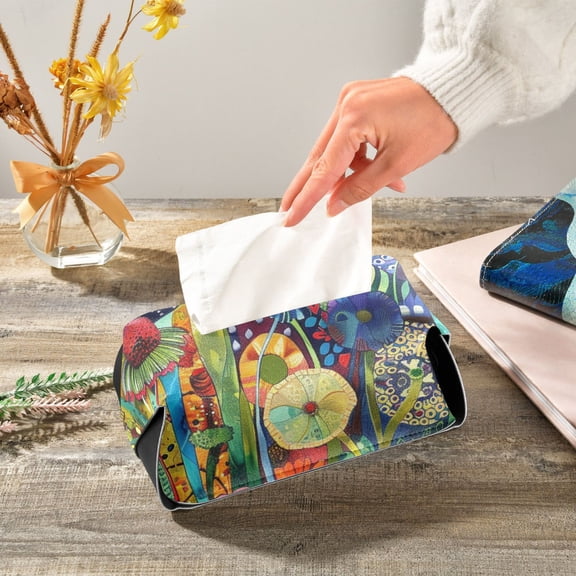 Whimsical Garden Napkin Dispenser Leather Paper Napkins Holders Elegant Modern Fancy for Kitchen Dining Room Table Decor