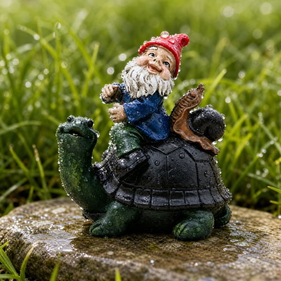Whimsical Garden Statue, Interesting Tabletop Animal Sculpture Detailed Rural Charm No Assembly Glossy Finish, Decorative Landscaping Collectible for Shelf Window Sills Terrace Yards