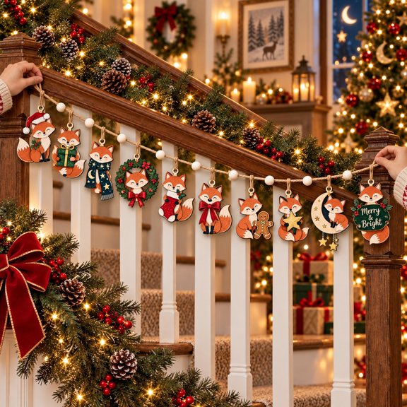 Whimsical Garland Festive Fox Christmas Decor