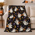 thumbnail image 1 of Whimsical Ghosts Jack-O-Lanterns, Festive autumn celebration Scene, Warm Flannel Blanket for Living Room and Family Room with Detailed Artwork, Art Lovers autumn celebration Gift, Festive Home Decor, 1 of 9