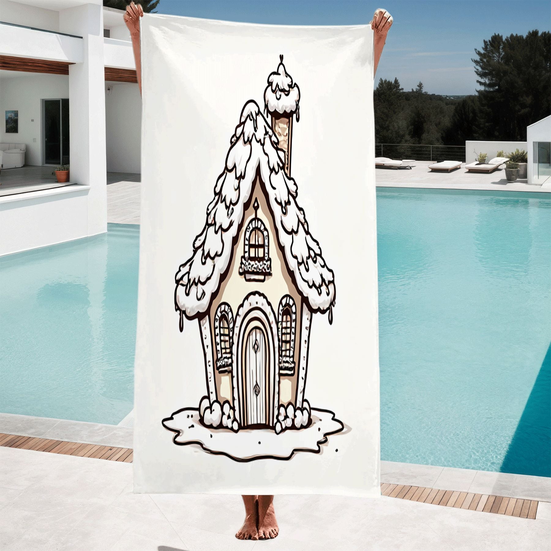 Whimsical Gingerbread House Pattern Beach Towel - Perfect for Pool ...