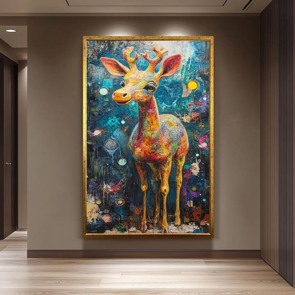 Whimsical Giraffe Print Colorful Nursery Wall Art Unframed Paper Print