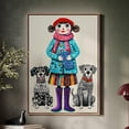thumbnail image 1 of Whimsical Girl With Two Artistic Dalmatian Dogs Print - Colorful Folk Art Illustration Wall Art, Modern Wall Decor, 8x12 UNFRAMED, 1 of 2