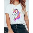 thumbnail image 1 of [Whimsical Glitter Tee] Whimsical Unicorn Glitter Tee - Soft Cotton Casual Summer Shirt with Round Neck and Short Sleeves - Machine Washable, Playful Glittery Design, Casual Sporty Tee, Summer Gifts, 1 of 8