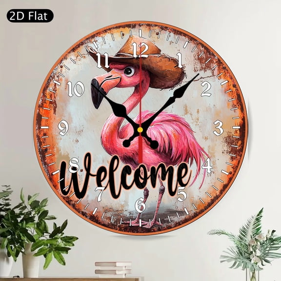 Whimsical Gnome Fishing Round Wall Clock Silent Non Ticking Rustic Home Decor