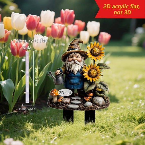 Whimsical Gnome Garden Stake, Outdoor Planting Potted Decoration Insert, Decorative Yard Ornament for Garden Enthusiasts & Family Members