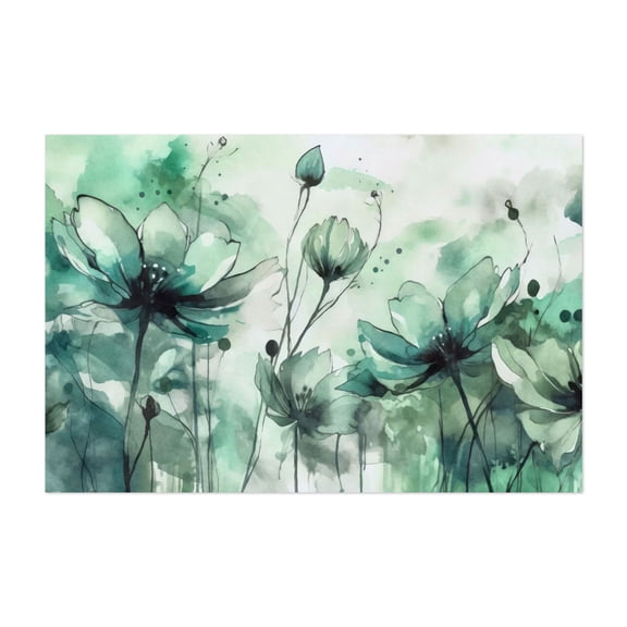 Whimsical Green Spring Meadow  - Painting Floral Flowers Botanical Abstract Nature Pastel Unframed Wall Art Print 8 x 12 inches