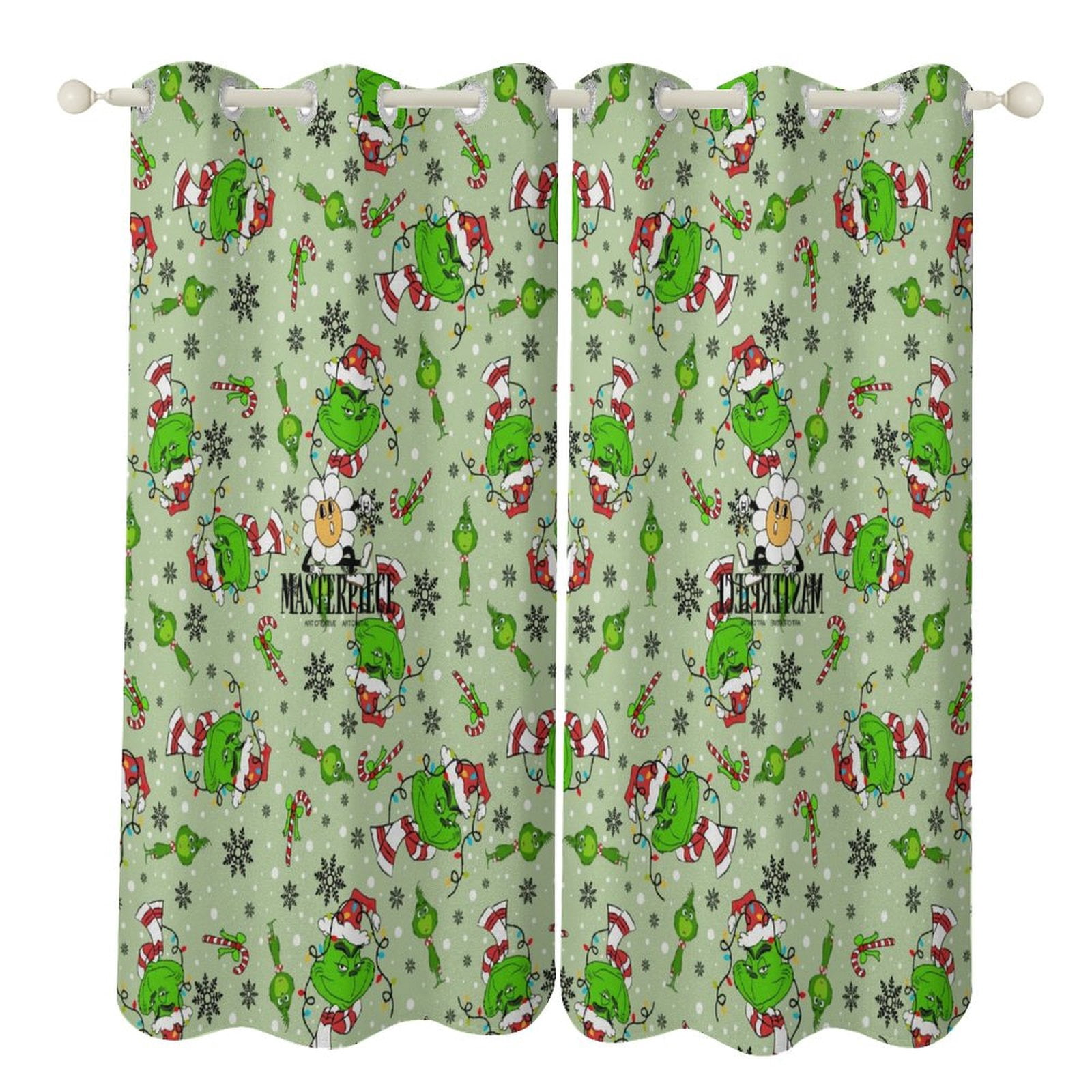 Whimsical Grinch Christmas Seamless Pattern Kids Curtains 52 X 72 Inch ...