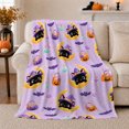 thumbnail image 1 of Whimsical Halloween Cats Bats Candy Crescent Moons Kids, Playful Pet Portrait Pattern, Warm Flannel Blanket for Living Room and Bedroom, Cat Lovers Halloween Gift, Pet Lover Home Decor, 1 of 7
