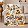 thumbnail image 1 of Whimsical Halloween Costumed Dogs Pumpkins Pattern, Playful Pet Portrait Pattern, Warm Flannel Blanket for Living Room and Bedroom, Dog Lovers Halloween Gift, Pet Lover Home Decor, 1 of 9