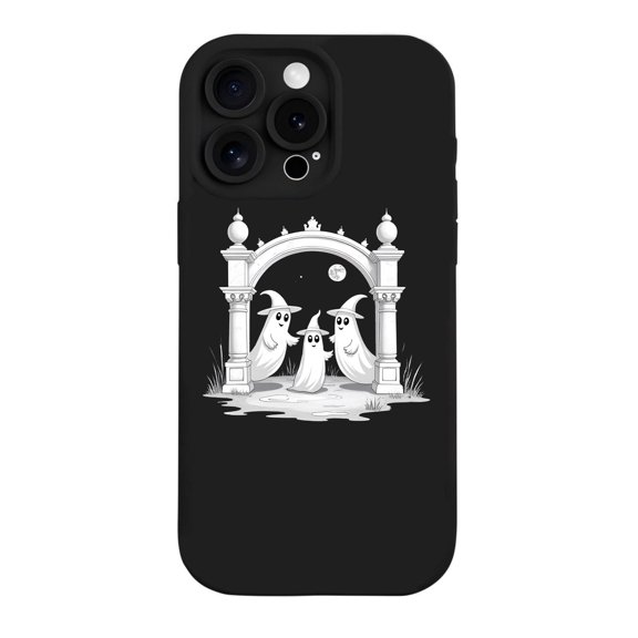 Whimsical Halloween Ghosts iPhone 15 Pro Case - Lightweight Yellowing Resistant Playful Design Under Moonlit Archway