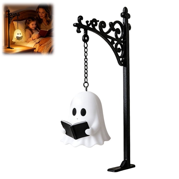 Whimsical Halloween Library Lantern Decorative Bookshelf Lighting Cute Ghost Reading Book LED Nook Lamp for Bookworms Gift (4PCS)