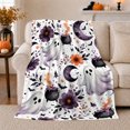 thumbnail image 1 of Whimsical Halloween Pattern Featuring Playful, Festive Halloween Scene, Warm Flannel Blanket for Living Room and Reading Nook, Art Lovers Halloween Gift, Festive Home Decor, 1 of 9
