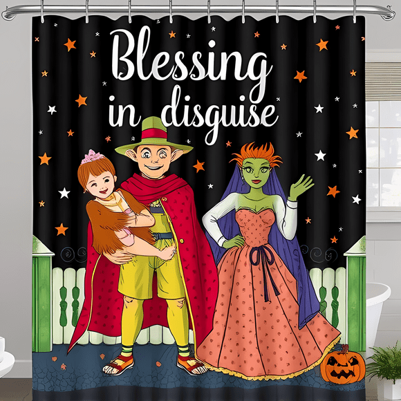 Whimsical Halloween Shower Curtain - Charming King Witch Design - Festive Bathroom Decor