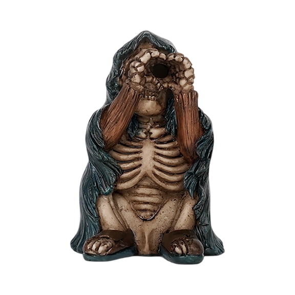 Whimsical Halloween Skeleton Decor 3 Inch Statue, Fairy Garden Decor for Indoor Outdoor, Fall and Christmas Home Ornament for Patio Yard Desk, 1 Pack Spooky Season Display