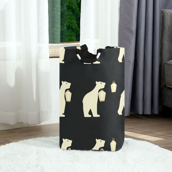 Whimsical Hand Drawn Bears Foldable Laundry Hamper 12.6x11x22.7in with Handles for Bathroom Bedroom Storage