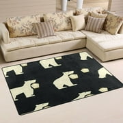 Whimsical Hand Drawn Bears Soft Polyester Area Rug 31x20, Non Slip, Memory Foam, Water Absorbent
