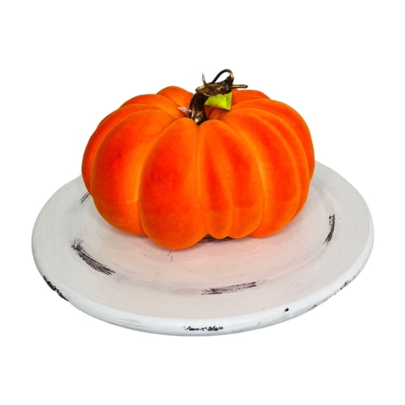 Whimsical Harvest: Halloween/Fall Orange Foam Flocked Pumpkin-5695OR