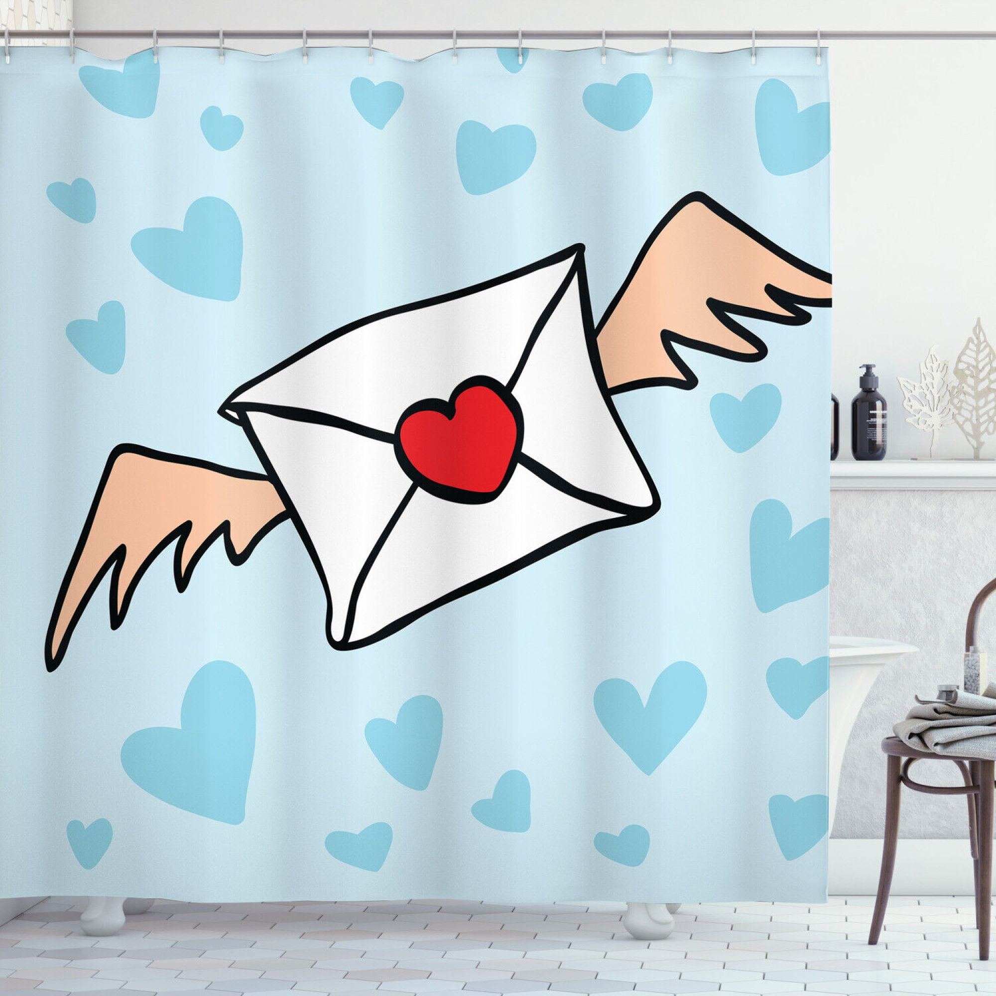 Lollipop Heart Print Pattern Bathroom Shower Curtain