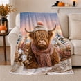 thumbnail image 1 of Whimsical Highland Cow Rustic Christmas Scene Animal Art, Festive Holiday Scene, Warm Flannel Blanket for Ranch House and Living Room, Art Lovers Christmas Gift, Festive Home Decor, 1 of 9